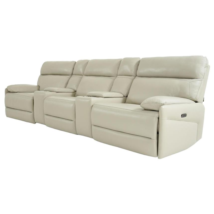 Benz Cream Home Theater Leather Seating with 5PCS/3PWR alternate image, 2 of 12 images.