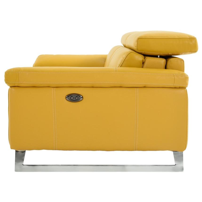 Gabrielle Yellow Leather Power Reclining Loveseat  alternate image, 4 of 11 images.