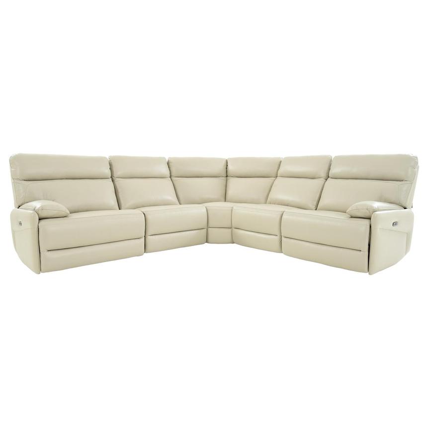 Benz Cream Leather Power Reclining Sectional with 5PCS/2PWR  main image, 1 of 9 images.