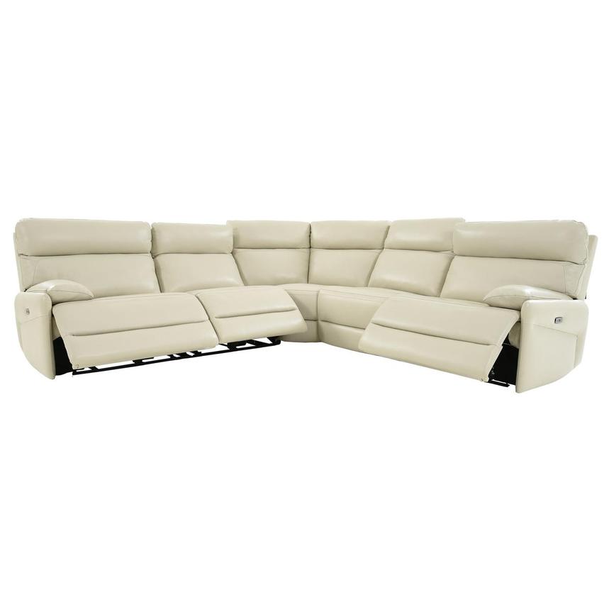 Benz Cream Leather Power Reclining Sectional with 5PCS/3PWR  alternate image, 2 of 9 images.