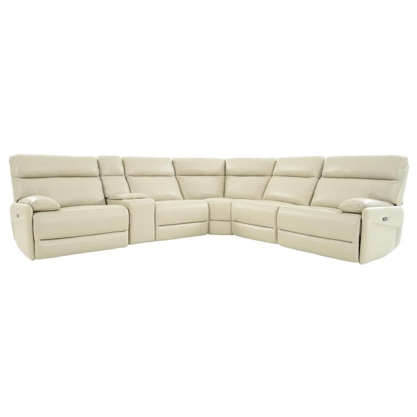 Benz Cream Leather Power Reclining Sectional with 6PCS/2PWR  main image, 1 of 11 images.