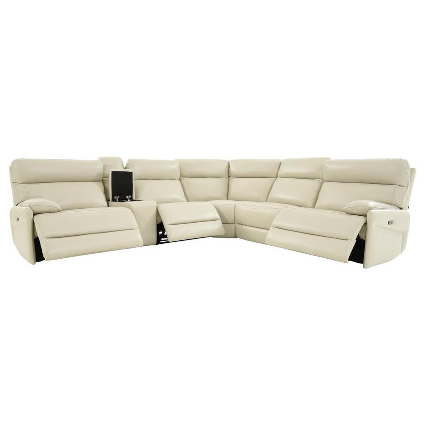 Benz Cream Leather Power Reclining Sectional with 6PCS/3PWR  alternate image, 2 of 11 images.