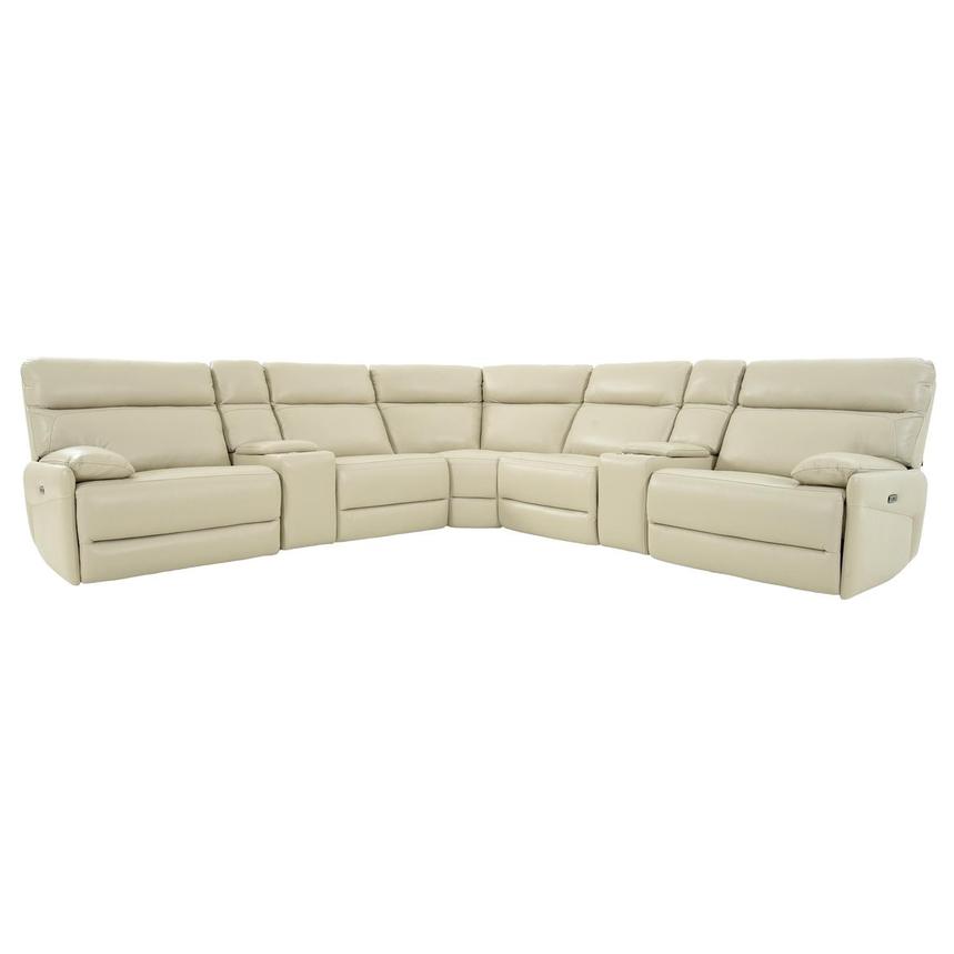 Benz Cream Leather Power Reclining Sectional with 7PCS/3PWR  main image, 1 of 11 images.