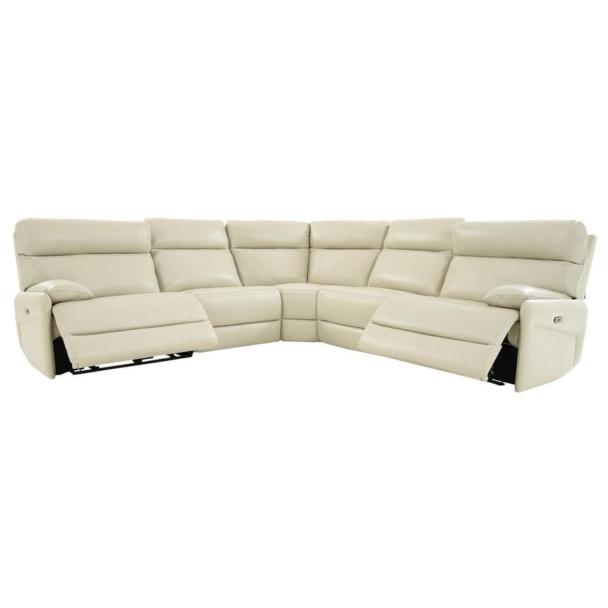 Benz Cream Leather Power Reclining Sectional with 5PCS/2PWR alternate image, 2 of 9 images.