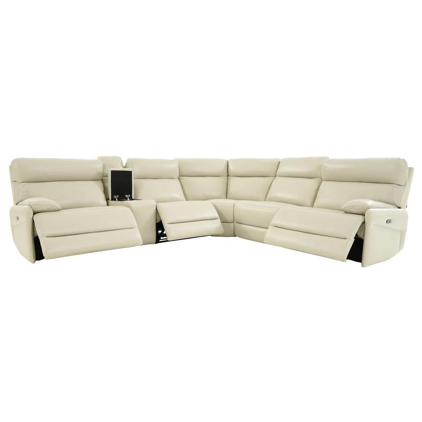 Benz Cream Leather Power Reclining Sectional with 6PCS/3PWR alternate image, 2 of 11 images.
