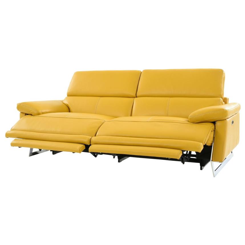 Gabrielle Yellow Leather Power, Reclining Leather Couch