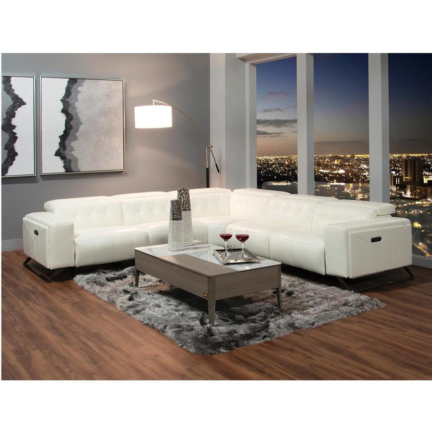 Anchi White Leather Power Reclining Sectional with 5PCS/3PWR  alternate image, 2 of 12 images.