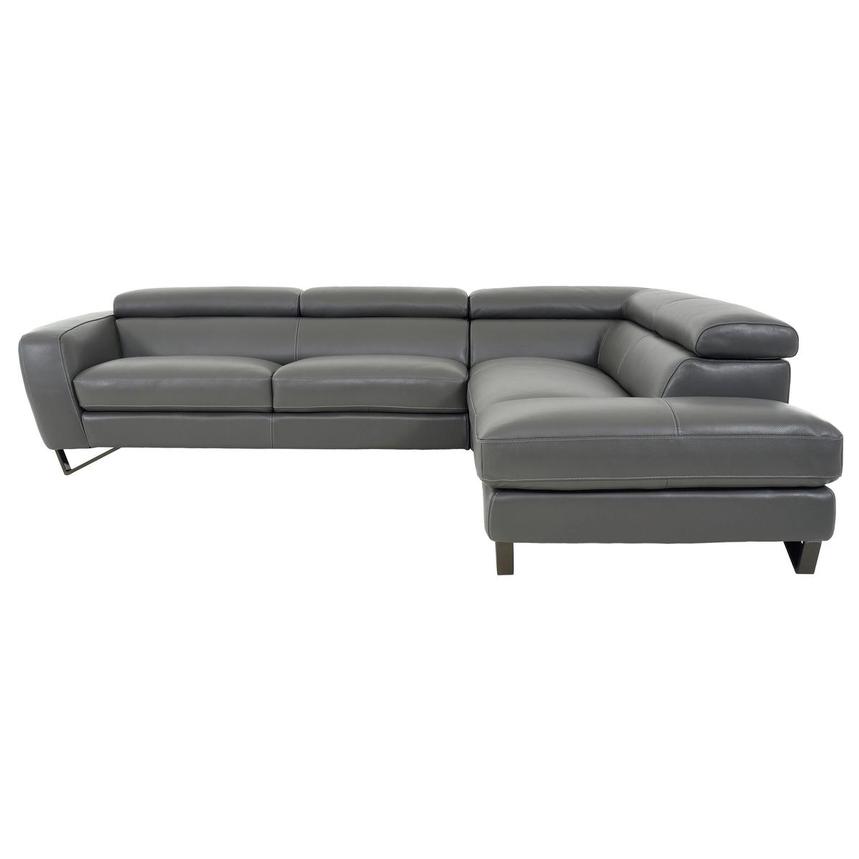 Sparta Gray Leather Corner Sofa w/Right Chaise  alternate image, 4 of 12 images.