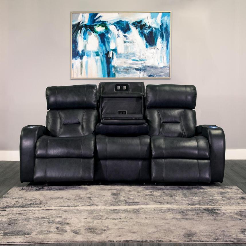 Gio Gray Leather Power Reclining Sofa w/Console  alternate image, 2 of 15 images.