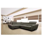 Sparta Gray Leather Corner Sofa w/Left Chaise  alternate image, 2 of 12 images.