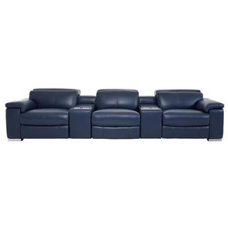 Charlie Blue Home Theater Leather Seating with 5PCS/3PWR
