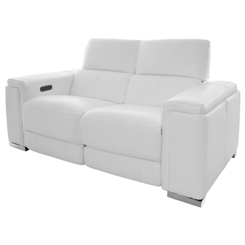 Charlette White Leather Power Reclining Loveseat  alternate image, 2 of 13 images.