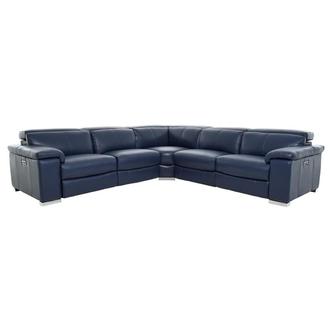 Charlie Blue Leather Power Reclining Sectional