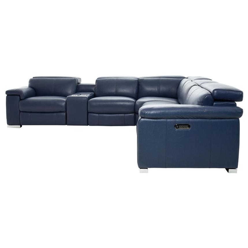 Charlie Blue Leather Power Reclining Sectional with 6PCS/3PWR  alternate image, 4 of 12 images.