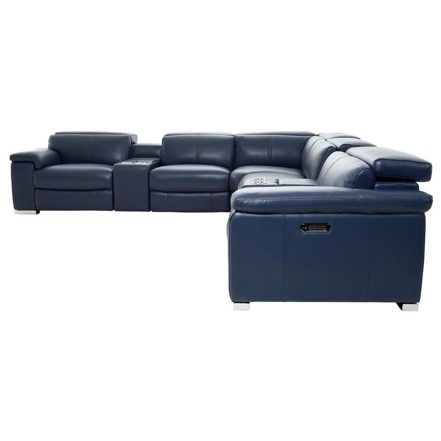 Charlie Blue Leather Power Reclining Sectional with 7PCS/3PWR  alternate image, 4 of 12 images.