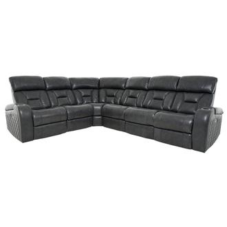 Gio Gray Leather Power Reclining Sectional with 6PCS/3PWR