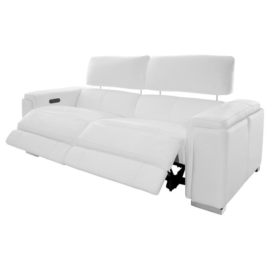 Charlette White Leather Power Reclining Sofa  alternate image, 4 of 15 images.