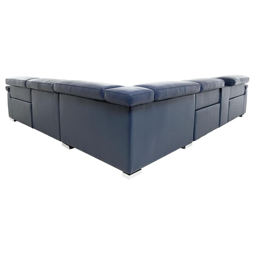 Charlie Blue Leather Power Reclining Sectional with 6PCS/3PWR alternate image, 5 of 12 images.