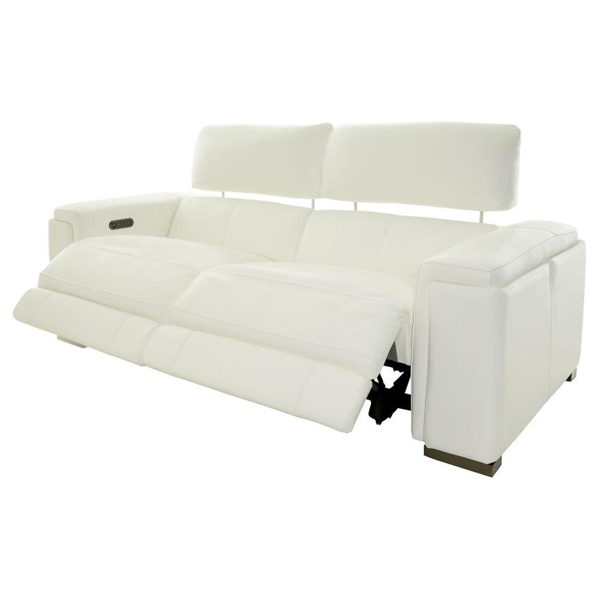 Charlette Leather Power Reclining Sofa, Off White Leather Power Reclining Sofa