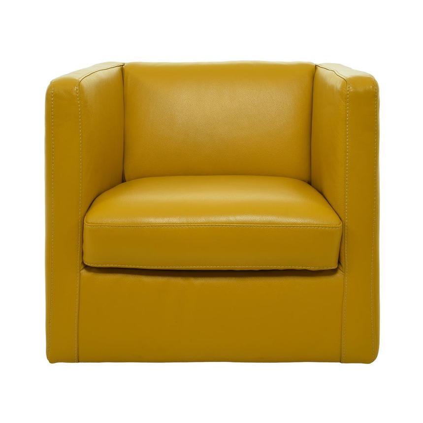 Cute Yellow Leather Accent Chair w/2 Pillows  alternate image, 3 of 11 images.