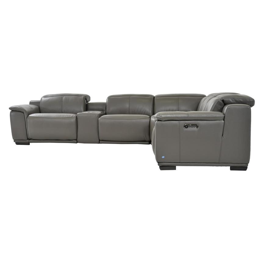 Davis 2.0 Dark Gray Leather Power Reclining Sectional with 6PCS/2PWR  alternate image, 4 of 9 images.
