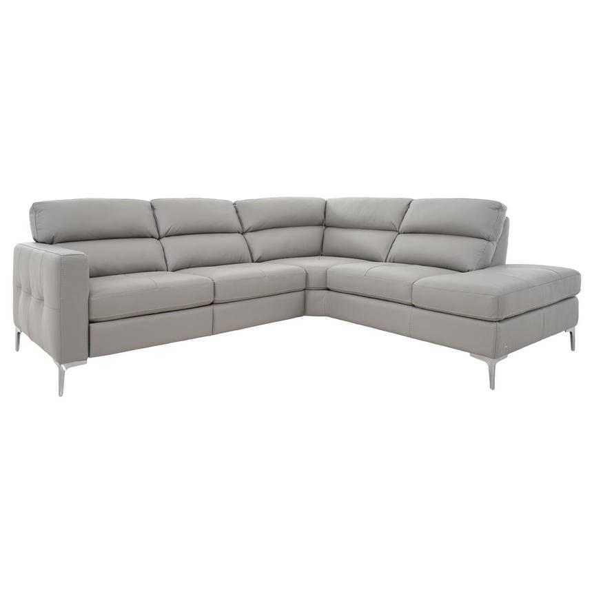 Taormina Gray Leather Corner Sofa w/Right Chaise  main image, 1 of 13 images.