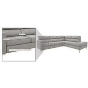 Taormina Gray Leather Corner Sofa w/Right Chaise  alternate image, 13 of 13 images.