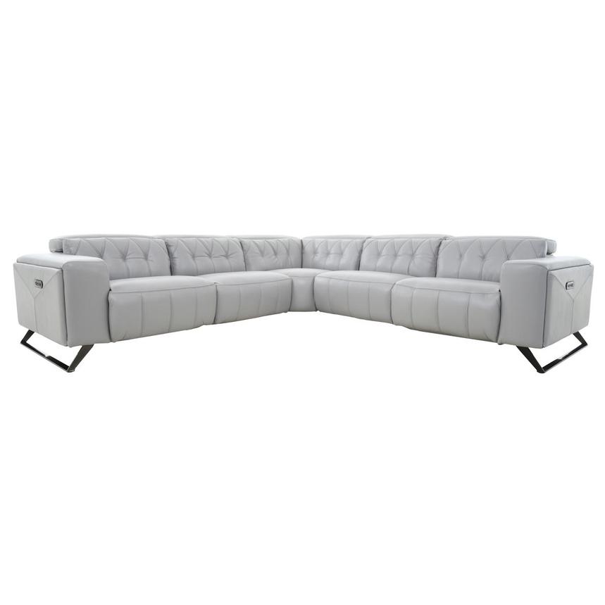 Anchi Silver Leather Power Reclining Sectional with 5PCS/3PWR  main image, 1 of 11 images.