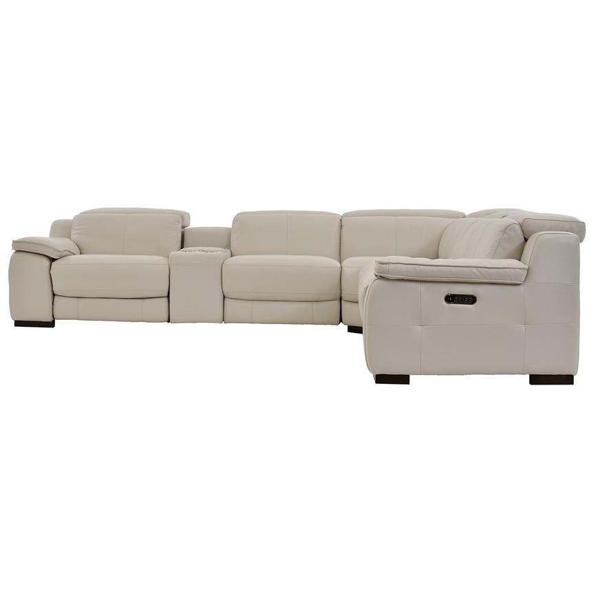 Gian Marco Light Gray Leather Power Reclining Sectional with 6PCS/2PWR alternate image, 3 of 8 images.
