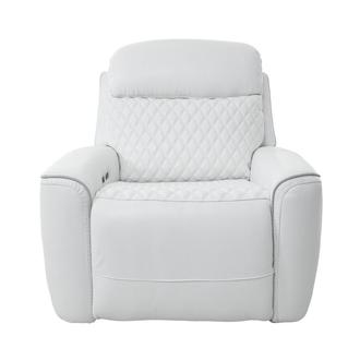 Softee White Leather Power Recliner