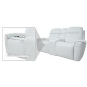 Softee White Power Reclining Leather Sofa w/Console  alternate image, 22 of 22 images.