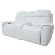 Softee White Power Reclining Leather Sofa w/Console  alternate image, 2 of 22 images.