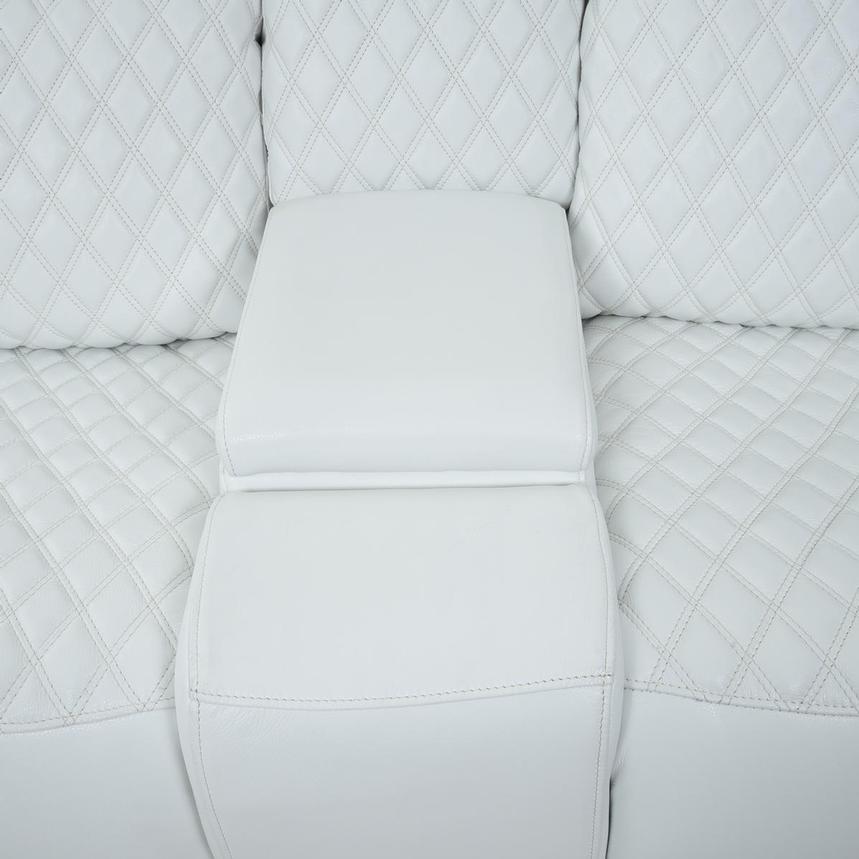 Softee White Power Reclining Leather Sofa w/Console  alternate image, 8 of 22 images.
