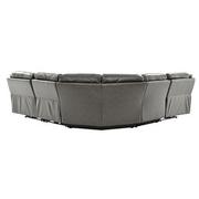 Stallion Gray Leather Power Reclining Sectional with 5PCS/2PWR  alternate image, 2 of 9 images.