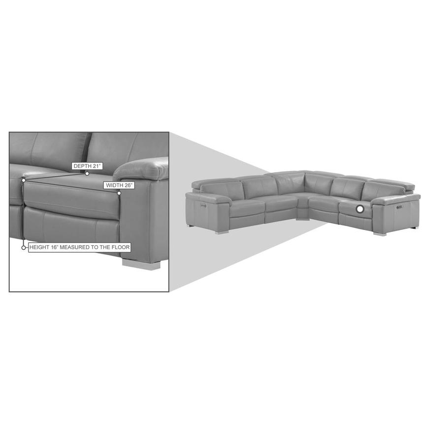 Charlie Light Gray Leather Power Reclining Sectional with 5PCS/2PWR  alternate image, 14 of 14 images.