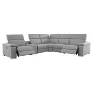 Charlie Light Gray Leather Power Reclining Sectional with 6PCS/2PWR  alternate image, 2 of 16 images.
