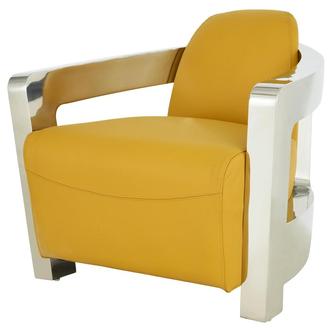 Aviator II Yellow Leather Accent Chair