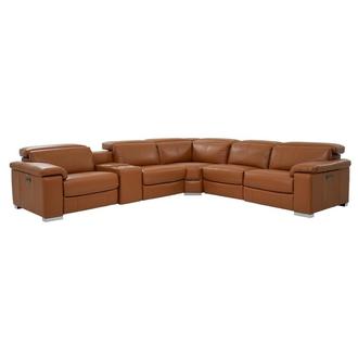 Charlie Tan Leather Power Reclining Sectional with 6PCS/2PWR