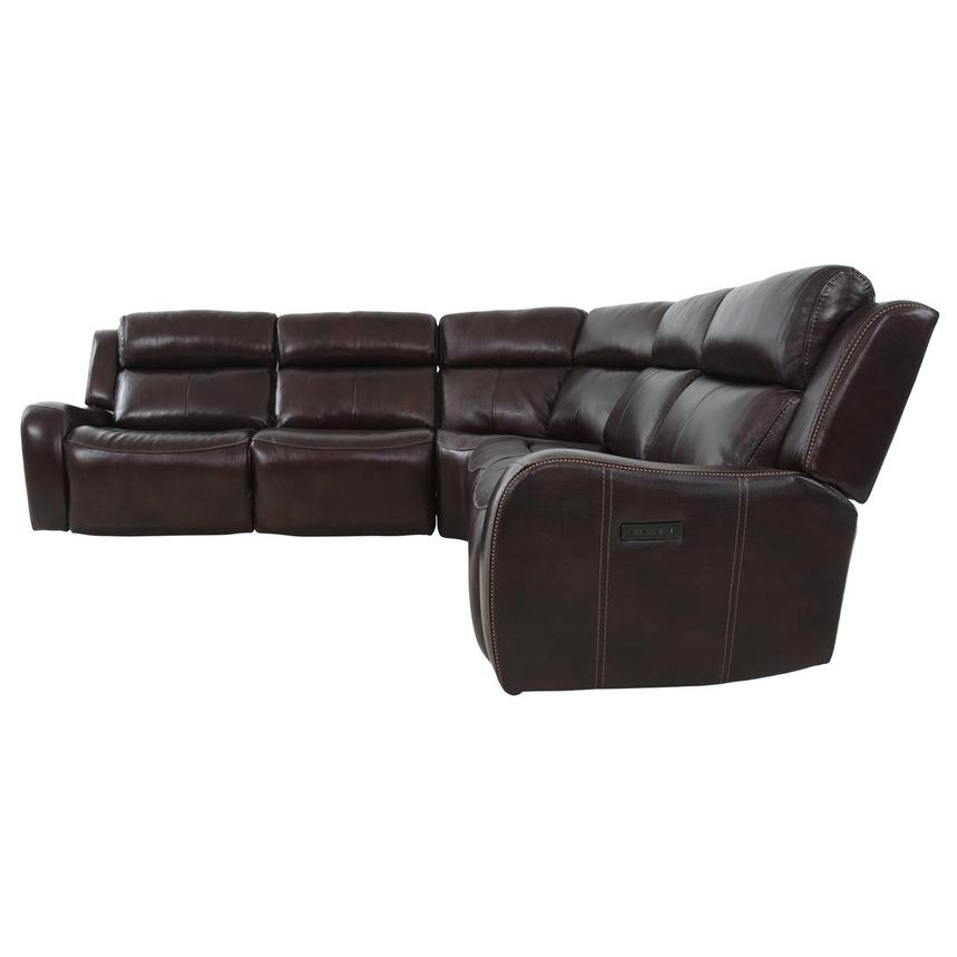 Jake Brown Leather Power Reclining Sectional with 5PCS/2PWR  alternate image, 4 of 10 images.
