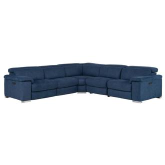 Karly Blue Power Reclining Sectional with 5PCS/3PWR