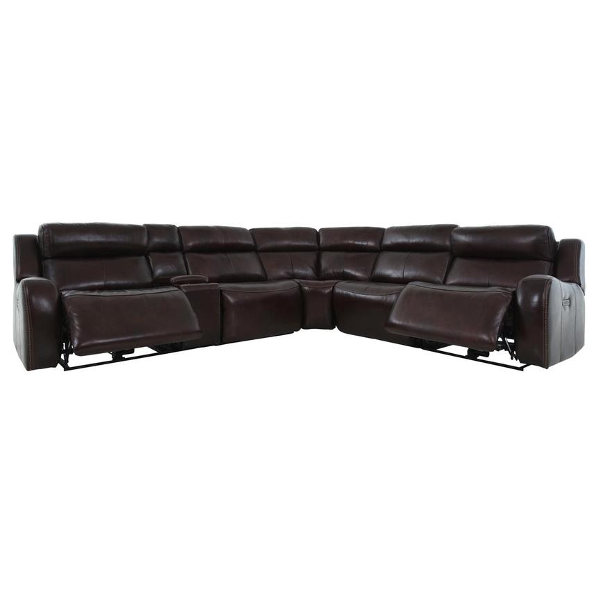 Jake Brown Leather Power Reclining Sectional with 6PCS/2PWR  alternate image, 4 of 15 images.