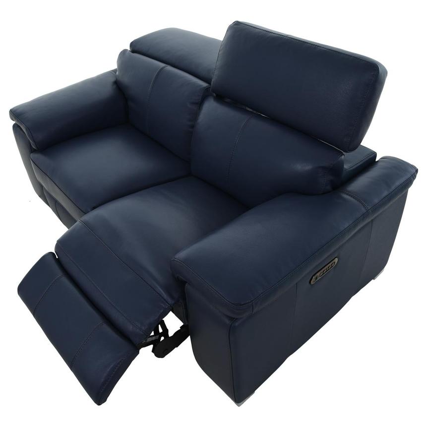 Charlie Blue Leather Power Reclining Loveseat  alternate image, 4 of 11 images.