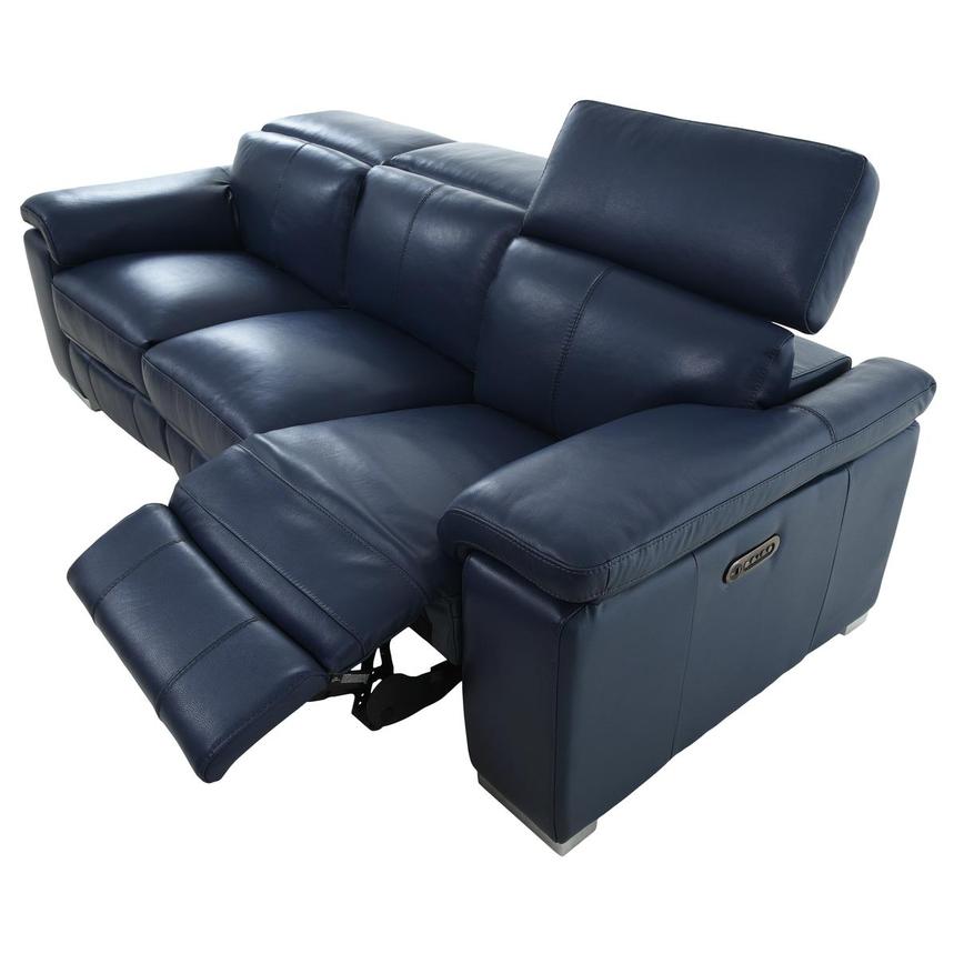 Charlie Blue Leather Power Reclining Sofa  alternate image, 4 of 11 images.