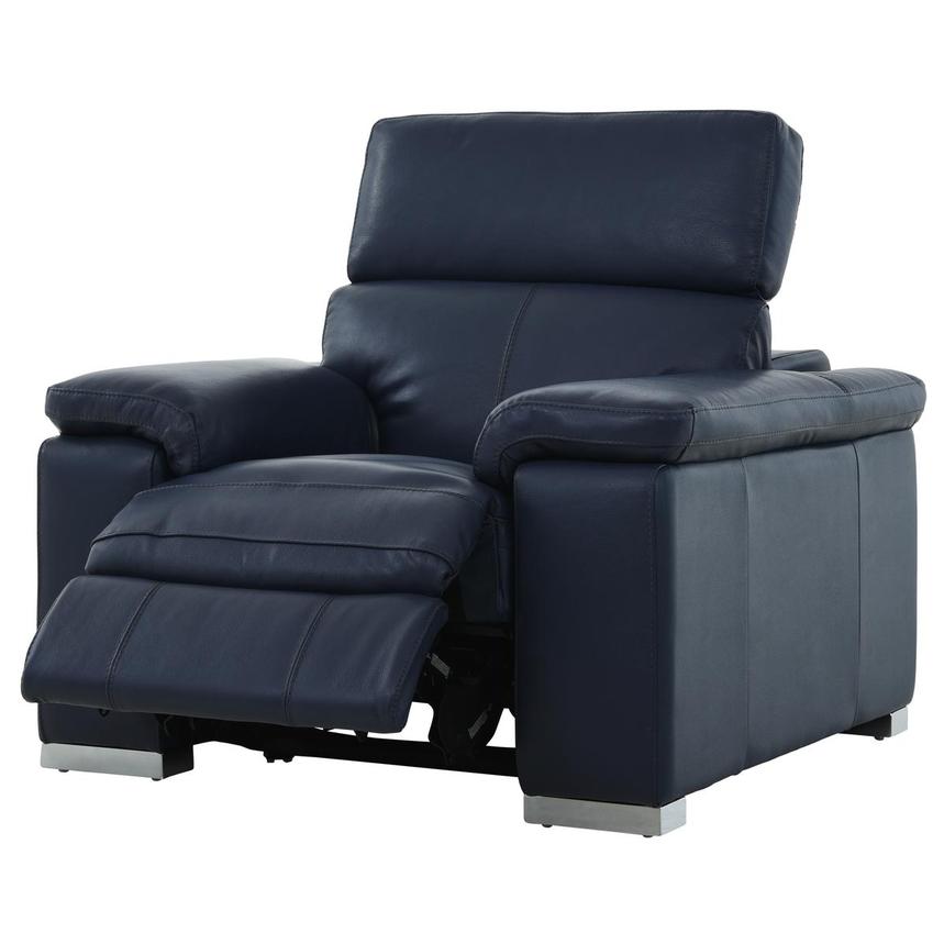 Charlie Blue Leather Power Recliner El Dorado Furniture
