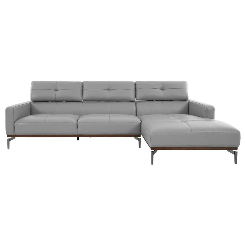 Nate Gray Leather Corner Sofa w/Right Chaise  alternate image, 6 of 14 images.