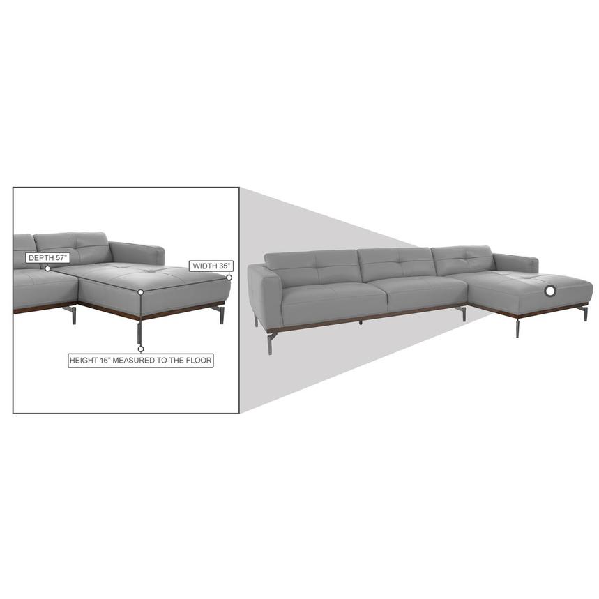 Nate Gray Leather Corner Sofa w/Right Chaise  alternate image, 15 of 15 images.