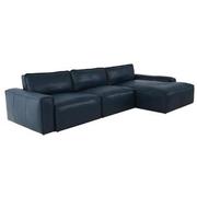 Kira Blue Leather Corner Sofa w/Right Chaise  alternate image, 2 of 9 images.