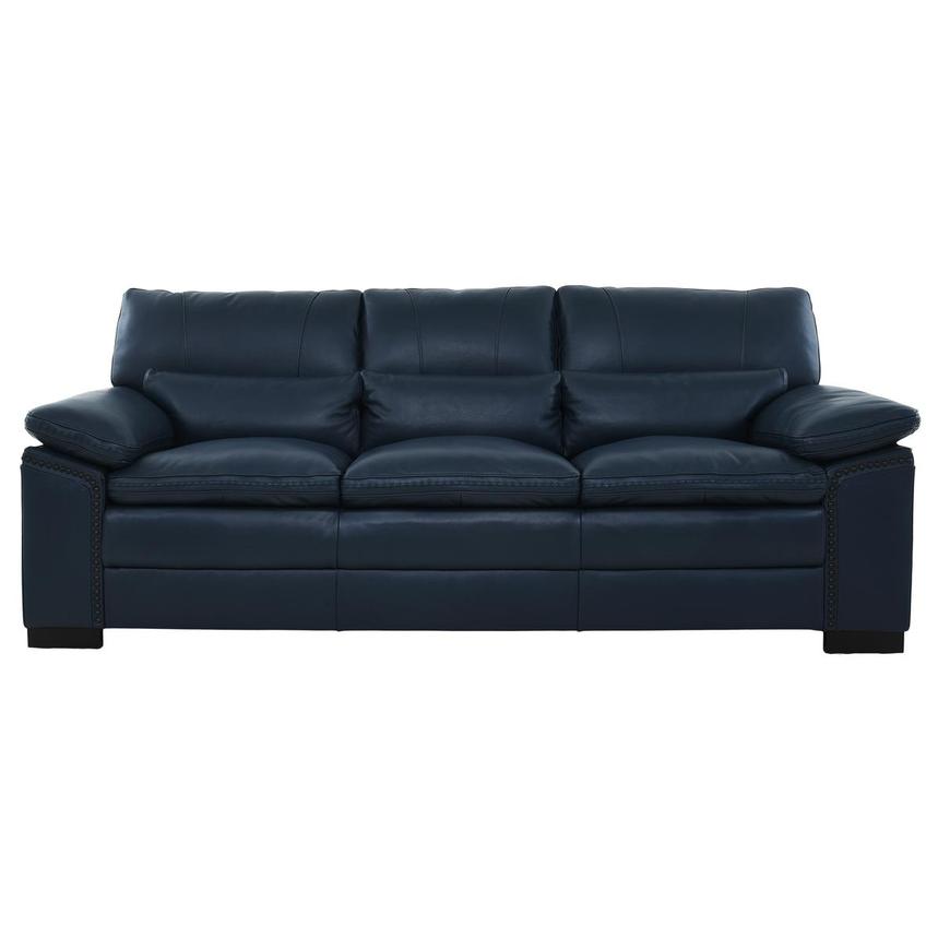Kyler Blue Leather Sofa  main image, 1 of 8 images.