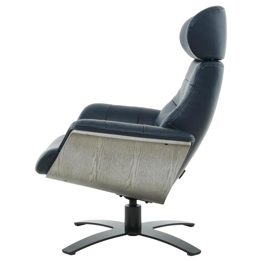 Enzo Dark Blue Leather Accent Chair  alternate image, 4 of 10 images.