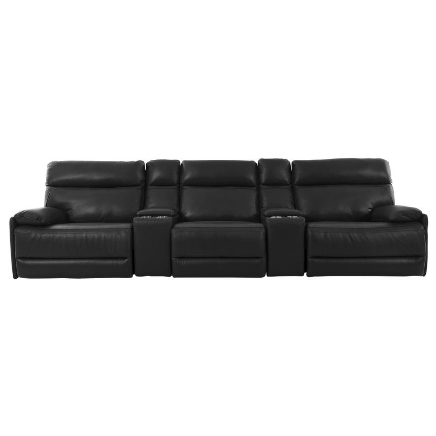 Benz Dark Gray Home Theater Leather Seating with 5PCS/2PWR  main image, 1 of 11 images.